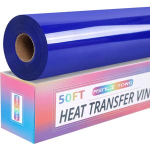 RENLITONG Royal Blue Iron on Vinyl 12Inch by 50ft Roll Heat Transfer Vinyl for T-Shirt Royal Blue HTV Rolls for All Cutter Machine - Easy to Cut & Weed for Heat Transfer Design