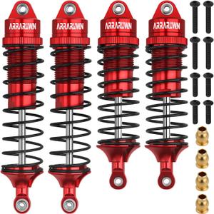 4PCS RC Car Shock Front & Rear Shock Absorber Assembled Set Compatible with 1/ 10 Traxxas Slash/ Rustler/ Stampede 4x4 4WD Replacement Upgrade Parts (Red)