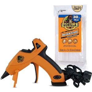 Gorilla Dual Temp Mini Hot Glue Gun Kit with 30 Hot Glue Sticks, 1 Pack - Glue Gun + 30 Sticks, Set of 3