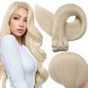 Full Shine Hair Extensions 24 Inch Weft Hair Extensions Human Hair Color Platinum Blonde Extensions Sew In Extensions Real Human Hair Remy Human Hair Weft Extensions 105G