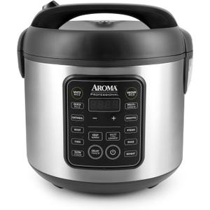 AROMA Professional Digital Rice Cooker, 10-Cup (Uncooked) / 20-Cup (Cooked), Multicooker, Slow Cooker, Steamer, Oatmeal Cooker, Egg Cooker, STS, 5 Qt, Black, ARC-5200SB