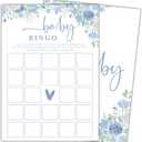 Baby in Bloom Baby Shower Games, Spring Blue Floral Bingo Game Decorations Favors Ideas, Gender Neutral Party Supplies-25 pcs, 5x7 in -F03