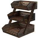 Dorhors Fruit Basket for Kitchen,Fruit Bowl,Kitchen Counter Organizer,Wooden Vegetable Holder for Countertop,Bread Storage Basket Stand(3 Tier)