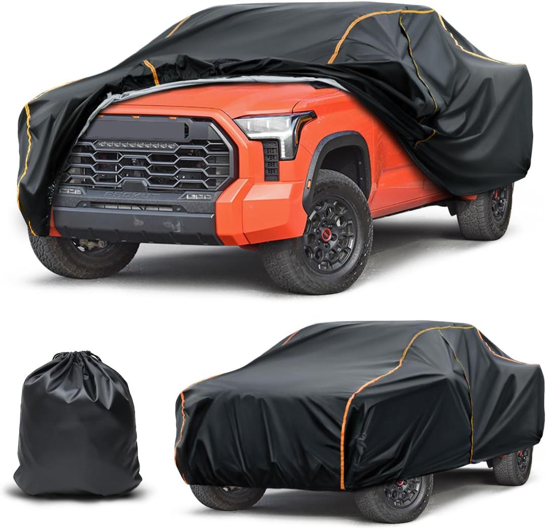Car Cover Compatible with Toyota Tundra,Waterproof All-Weather Protection,Spunlace Cotton PEVA Truck Cover with Zipper Door