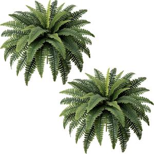 Fake Ferns - Set of 2 Faux Boston Ferns Large Artificial Plants, 40 Leaves per Bouquet, 35 Inches Large Artificial Ferns for Outdoors/Indoor Home, Office, Garden Decoration