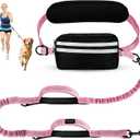 Hands Free Dog Leash, Adjustable Waist Belt with Double Padded Handles No Pull,Pink