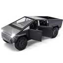 Cybertruck Model: 1/32 Diecast Metal Toy Trucks with Lights and Sounds, Mini Vehicles Toys for Boys, Ages 3 and Up (Gray)
