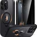 BERFY for iPhone 16 Pro Case, Compatible with MagSafe, Built in Privacy Screen Protector and 360 Spin Magnetic Stand, Anti-Spy Full Body Shockproof Clear Phone Case for 16 Pro 6.3", Black