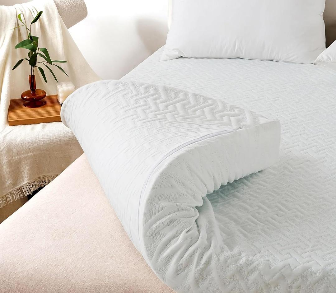 WhatsBedding 3 Inch Mattress Topper Queen Size, Egg Crate Queen Mattress Topper Fiber Cover Memory Foam Filled Soft with Removable Washable Cover (80x60x3in) (Queen (80x60x3 Inch) with Removable Cover, White)
