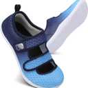 Besroad Womens Mens Lightweight Walking Shoes Adjustable Wide Diabetic Slippers Non-slip Sneakers Sandals (Blue, M)