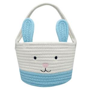 Easter Basket, Easter Bunny Baskets with Handle, Baby Gift Baskets, Egg Buckets Gifts Tote Bags Egg Hunt Basket for Kids, Boys, Girls, Toddler, Babies, Infant (Blue)