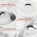 15 Inch Large Universal Pans Pots Lid Cover Fits 11/12/13/14/15" Frying Pans/Pots/Woks, Stainless Steel and Tempered Glass Lid with Vent Hole and Heat Resistant Handle