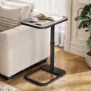 Kitstorack Upgraded TV Tray Table with Panel Lock, 90 Flip-Over Design & Adjustable Height, Sofa Arm Side Table for Eating, Laptop, Couch, Bed, or Small Spaces, Dark Gray