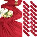 16 Pack Cheesecloth Table Runner Red, 35 x 70 Inch Gauze Cheese Cloth Table Runner Rustic Boho Wedding Table Runner for Wedding Birthday Party Bridal Shower Cake Table Decoration