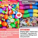 [ 6 Surprise Gold Eggs ] 100 Pack Prefilled Easter Eggs with Assorted Toys Inside, Truly Pre Filled Plastic Easter Egg Filles Fidget Toys Easter Hunt, Basket Stuffers Party Favors for Kids Boys Girls