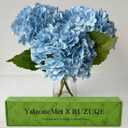 YalzoneMet Real Touch Hydrangea Artificial Flowers 3 Pcs 21 inches Light Blue Natural Lifelike Latex Flower Long Stem Faux Hydrangea Gift for Home Kitchen Garden Xmas Decor Christmas Table Centerpiece