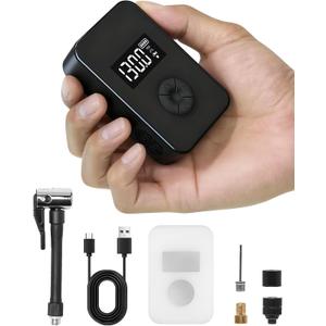 Mini Bike Pump, 130PSI Bike Pump With Gauge Includes Overheat Protection, Electric Bike Air Pump with Presta and Schrader Valve for All Types of Bicycle, Electric Bike Tires and sports balls