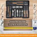 Homecor Silverware Organizer - Expandable Large Kitchen Drawer Organizer Utensil Organizer with 2 Removable Knife Blocks, 22"x 19"Cutlery Tray Drawer Dividers for Kitchen Flatware(6-9 Slots) (Black)
