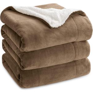 Bedsure GentleSoft Sherpa Fleece Blankets King Size for Bed, Non-Heated, Thick and Warm Throw for Women and Men, Soft Fuzzy Plush King Blanket for Winter, Camel, 108x90 Inches