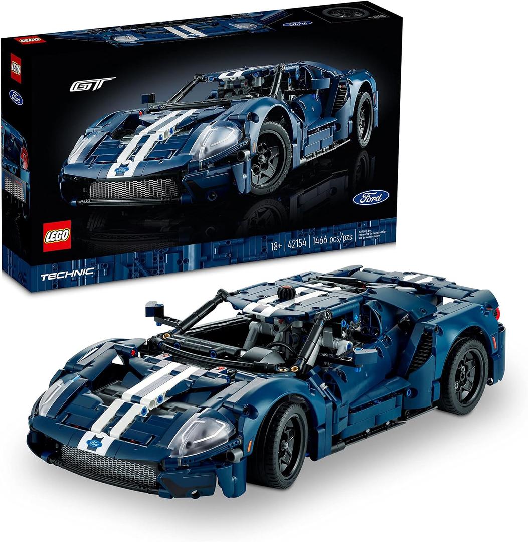 LEGO Technic 2022 Ford GT Building Set for Adults - Collectible Kit W/Authentic Features, Ages 18+ - 1:12 Scale - Gifts for Men & Women - Display as Bedroom or Home Decor - 42154