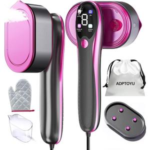 2-in-1 Steamer & Iron for Clothes, Portable Handheld Garment Steamer with LED Display, Large Ceramic Panel Travel Clothes Steamer Iron, 10s Fast Heat-Up All-Fabric Remove Wrinkle (Purple)
