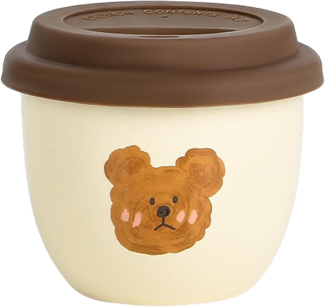Cute Bear Mug with Lid, Cute Coffee and Tea MugGift for Friend Women MenBeige, 8 oz