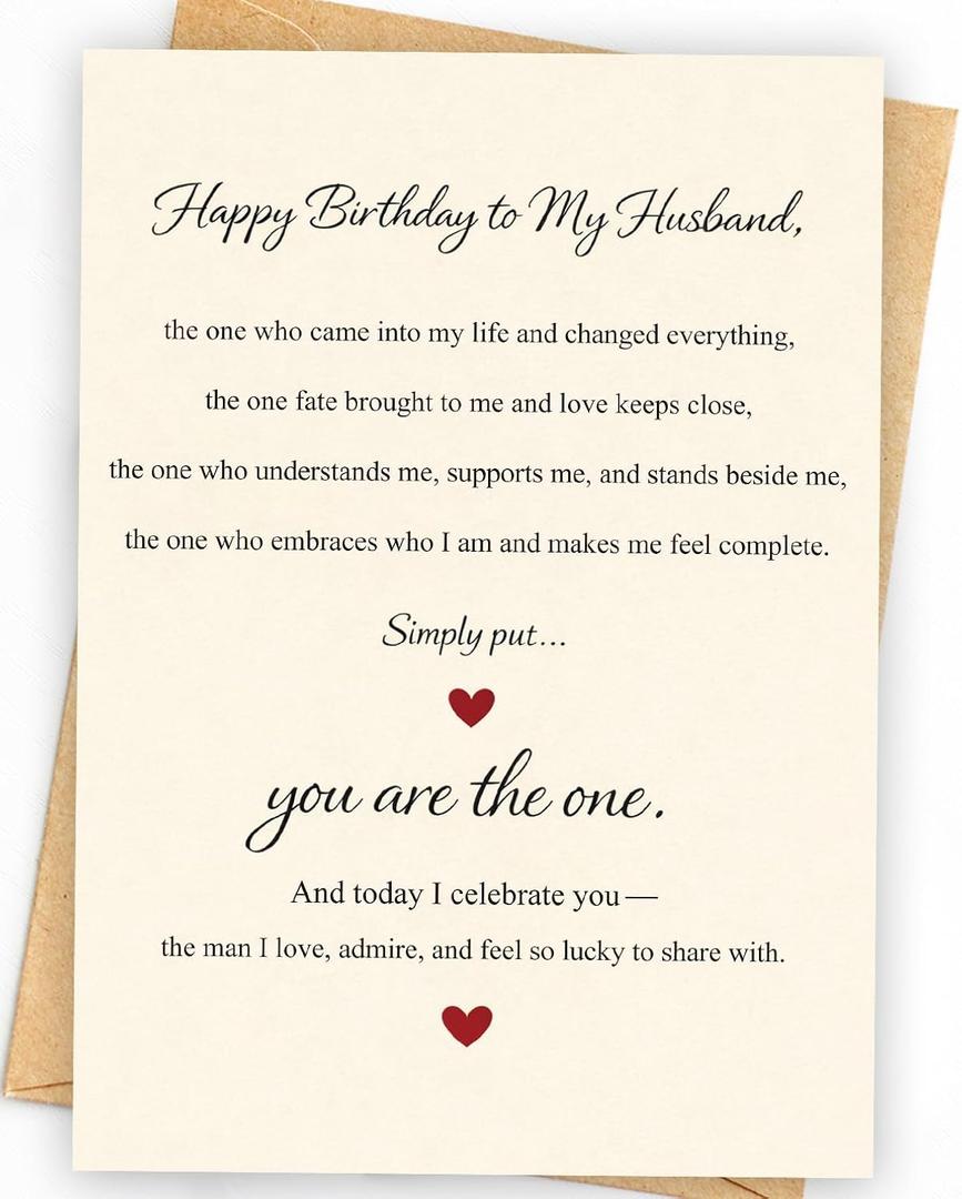 4 x Romantic Birthday Card for Husband, Happy Birthday Gift Decoration from Wife for Men, 5x7 inches