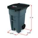 Rubbermaid Commercial Products Brute Rollout Trash/Garbage Can/Bin with Wheels, 32 GAL, Gray, for Restaurants/Hospitals/Offices/Back of House/Warehouses/Home