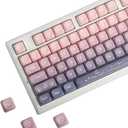 Cute Pink Purple Gradient Keycaps MOA Profile PBT Keycaps 134 Keys Five-Side Dye Sublimation for Mechanical Keyboard Aesthetic Heart Pattern