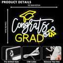 Congrats Grad Neon Sign for Wall Decor, Graduation Cap Led Signs for Celebration Party, USB Dimmable White Yellow Neon Lights for Dorm Room Backdrop Photo Background Wall Graduating Gifts