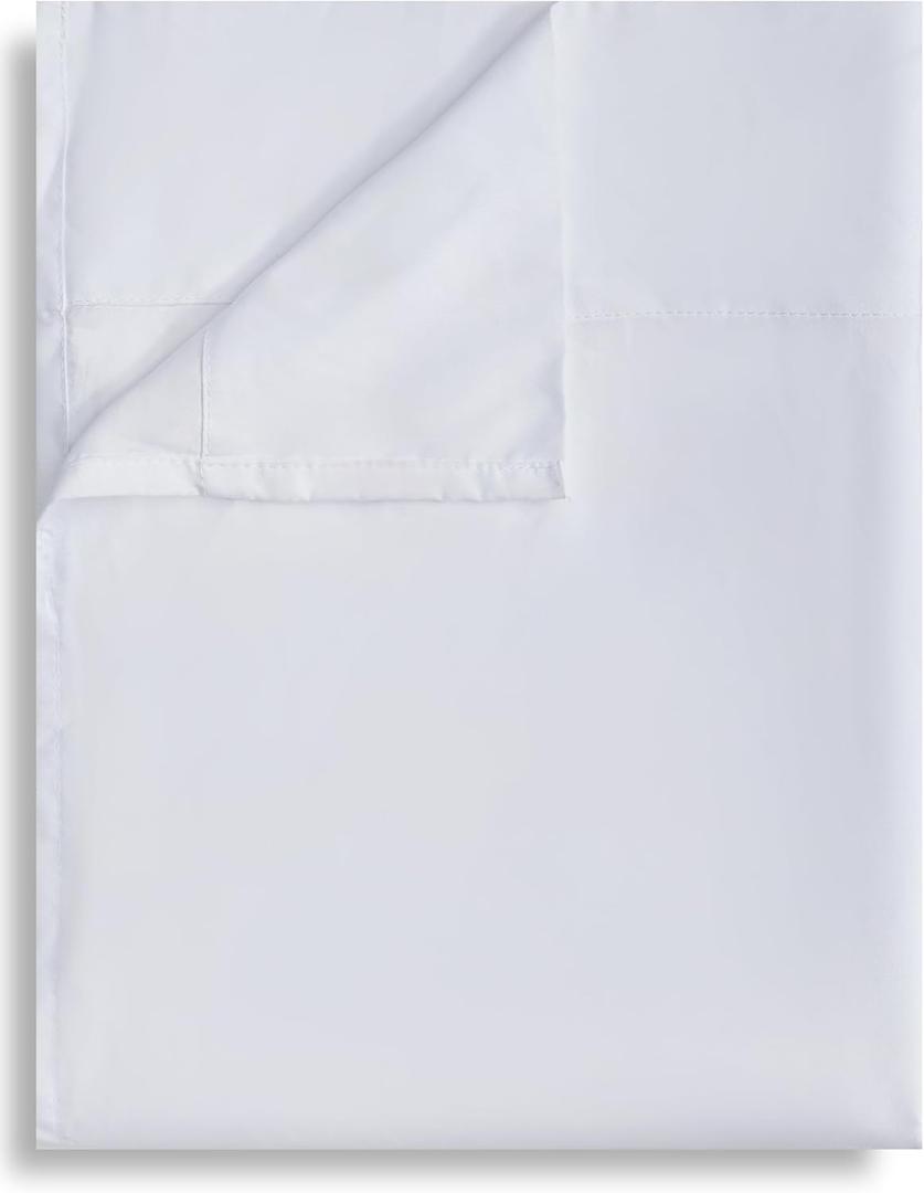 Twin Flat Sheet Only, 1 Pack White Top Bed Sheets, Soft Breathable Brushed Microfiber Color-Coded Hem Threads, 66x96