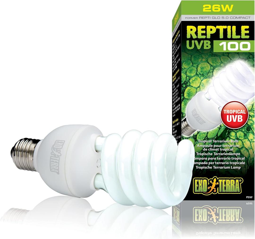 Exo Terra Repti-Glo 5.0 Compact Fluorescent Tropical Reptile Terrarium Lamp, 26-watt