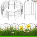 20 Pack Decorative Garden Fence Outdoor - 24in H x 22ft L Rust-Proof Coated Wrought-Iron Panels, Foldable Landscape Border for Patio Flower Beds, Animal Barrier & Yard Decor