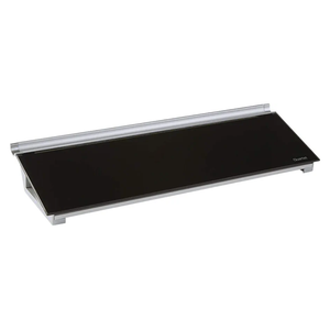 Quartet Glass Dry Erase White Board, Desktop Computer Pad for Notetaking, 18" x 6" Whiteboard, Clean Erase Surface with Storage, 1 Dry Erase Marker, Black Surface (GDP18B)
