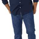 Amazon Essentials Men's Long-Sleeve Slim-Fit Stretch Poplin Shirt (Navy)