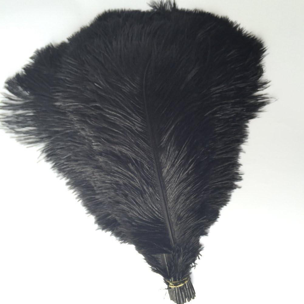 Shekyeon 12-14inch(30-35cm) Ostrich Feathers Plumes for Wedding Centerpieces Pack of 10 (Black)