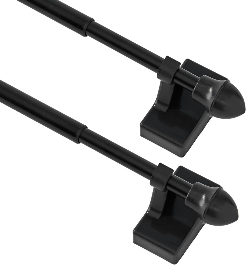 Magnetic Curtain Rods for Metal DoorsNo tools required,Multi-Use Adjustable Appliance for Windows Iron Steel Places09-16 Inch2 Pack,Black