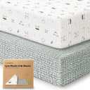 KeaBabies 2-Pack Muslin Crib Sheets for Boys, Girls - 100% Organic Cotton Fitted Baby Crib Mattress Sheet, Soft Breathable Standard Toddler Bed Cover Bedding Set, Neutral, Durable 52x28 (Nordic)