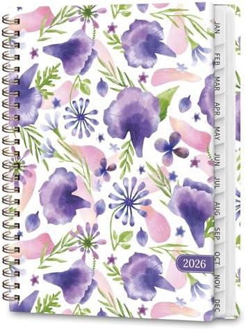 2 x2026 Planner, Weekly and Monthly Calendar Academic Planners, Jan 2026 - Dec 2026, Planning Agenda Notebook for Office School Supplies, Purple Petals