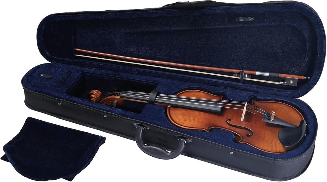 GKW 4/4 Students Beginner Violin Kit  Matte Finish Solid Wood Violin Set with Ebony Fingerboard, Carbon Fiber Tailpiece, Triangle Case, Bow, and Rosin for Students and Professionals