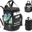 MDSTOP Baseball Bucket Bag, Baseball Coach Accessories Storage Pouch, Softball Bucket Bag, Non-slip Bottom, Multiple Pockets for Bats, Caps, Water Cups, Gloves and Scoreboards