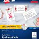 Avery Clean Edge Printable Business Cards with Sure Feed Technology, 2" x 3.5", White, 90 Blank Cards for Inkjet Printers (28878)