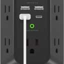 Addtam 5-Outlet Extender Surge Protector, Multi Plug Wall Outlet with 4 USB Wall Charger(2 USB C), Outlet Splitter Power Strip for Home Office Dorm Room Essentials, Plug Extension Outlet 1800J, Black