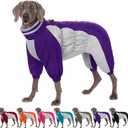 AOFITEE Dog Coat Warm Dog Puffer Jacket for Winter, Windproof Dogs Coat with Harness Built in, Reflective Turtleneck Dogs Winter Jacket Snowsuit, Full Body Fleece Coats for Pet (Purple,L)