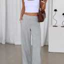 Aleumdr Women's Wide Leg Pants High Waist Casual Pants Fall 2025 Sweatpants Lounge Work Pants Slack with Pockets (Gray, L)