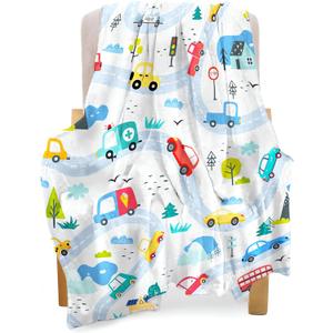 BOOPBEEP Cars Toddler Blankets for Daycare, Soft Warm Fleece Blanket for Kids Small Plush Nap Blanket for Boys Girls Birthday Throw Blanket 40x50
