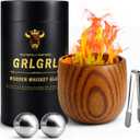 Charred Wooden Whiskey Glasses, Gifts for Men Old Fashion Bourbon Drinking Collins Cup, Perfect Presents for Dad, Boy Friend, Husband, Brother or Whiskey Lovers