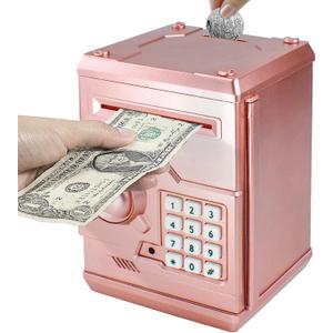 HUSAN Piggy Banks for Kids, Electronic Password Code Money Banks ATM Banks Box Coin Bank for Children Boys and Girls (Rose Gold)