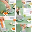 Safe Mandoline Slicer with Slide-On Hand Guard, 2026 Upgraded 6 in 1 Stainless Steel Vegetable Chopper, Multi Blade Potato/Onion/Garlic/Cucumber/Fruit Slicer, Kitchen Grater Food Cutter