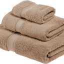 SUPERIOR Egyptian Cotton Pile 3 Piece Towel Set, Includes 1 Bath, 1 Hand, 1 Face Towel/Washcloth, Ultra Soft Luxury Towels, Thick Plush Essentials, Guest Bath, Spa, Hotel Bathroom, Latte